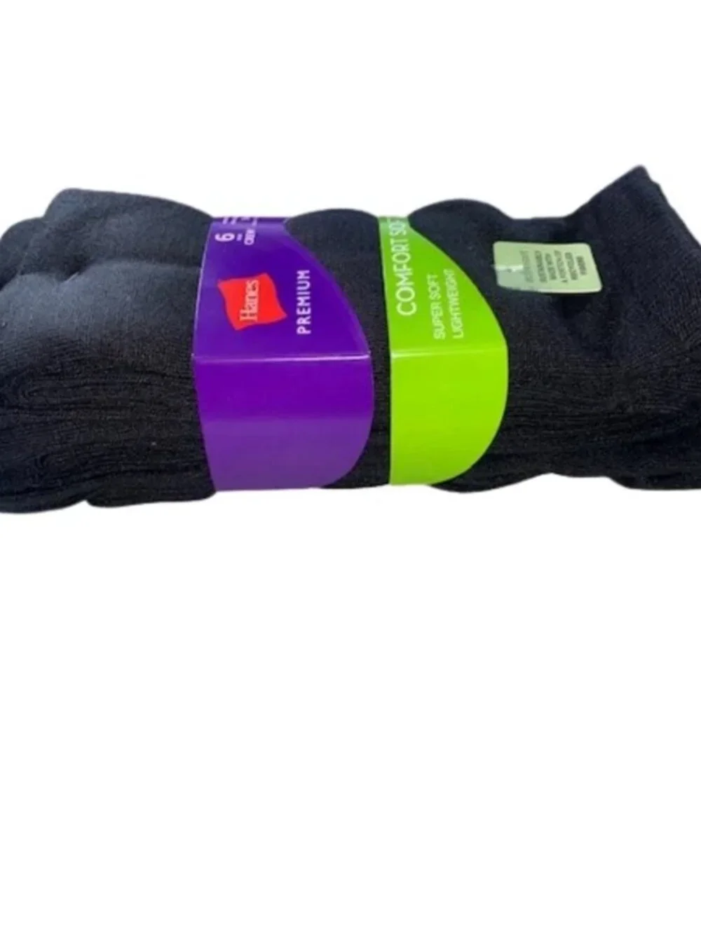 Hanes Premium 6 Pair Comfort Soft Womens Black Crew Socks SUPER SOFT Lightweight
